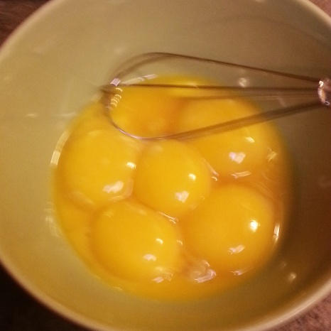 6-1/2 yolks (one of the eggs was a double)